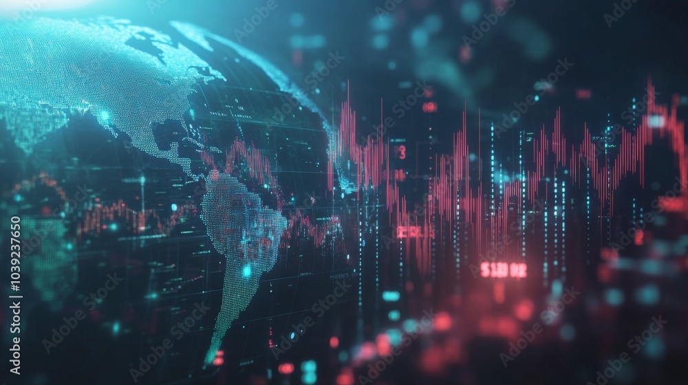 Aufkleber global data visualization with digital overlay