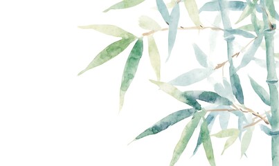 Fototapeta premium bamboo plants in the middle of the picture isolated on the white background, Generative AI