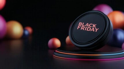 Glowing Black Friday Confidential stamp, with colorful bokeh effects, evoking a sense of hidden deals