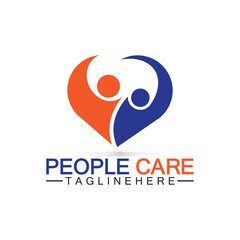 People Care logo with heart and person symbol design. logo Love and Care for Charity and support People