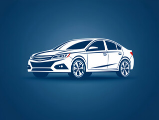Modern White Sedan Digital Illustration Graphic Design