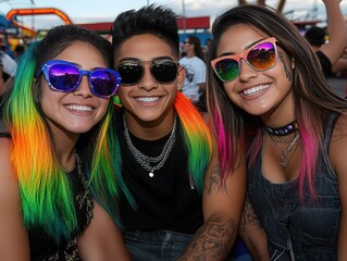 Happy Friends Enjoying a Theme Park Experience