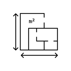 House plan measuring outline icon. simple flat black linear illustration for web and app..eps