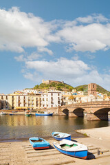 View of the Sardinian village of Bosa from the river
