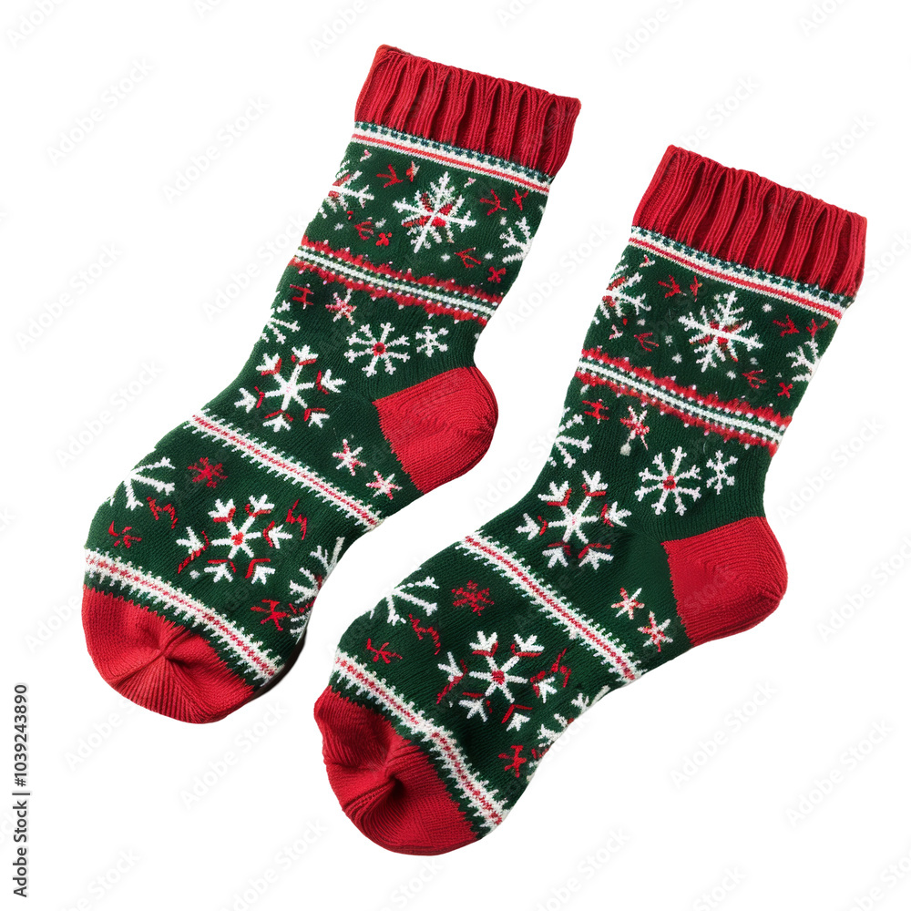 Wall mural Christmas socks isolated on a white background transparent