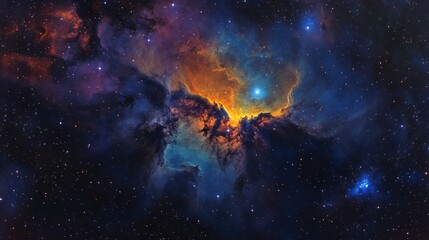 A breathtaking depiction of a colorful nebula in deep space, surrounded by a sea of stars in the cosmos.