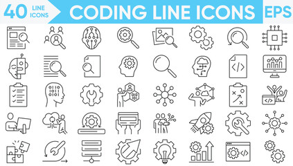 Coding Line Icons Vector And Illustration Set.