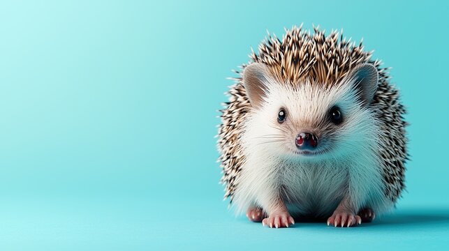 Cute Hedgehog on Blue Background
