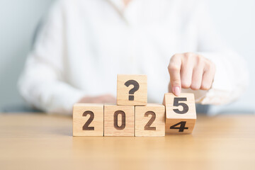 Naklejka premium 2024 to 2025 New year with questions mark. FAQ, frequency asked questions, Answer, Q and A, Information, Communication and interrogation Concepts