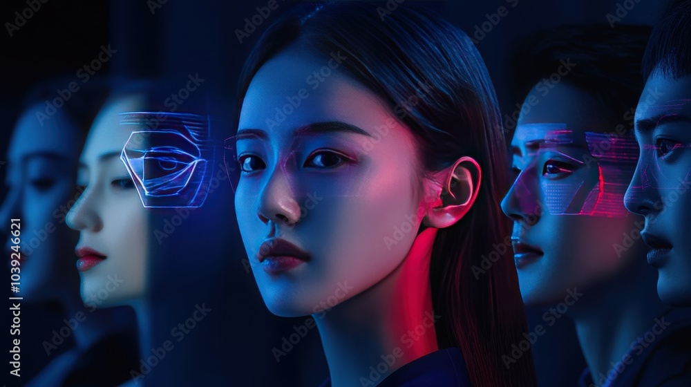 Poster a cutting-edge facial recognition system, powered by ai, designed to scan and process facial feature