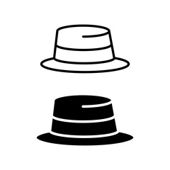 Summer hat line icon.  Vintage hat solid icon on white background..eps