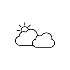 Sun behind the clouds outline icon. vector Spring weather simple illustration on white background..eps