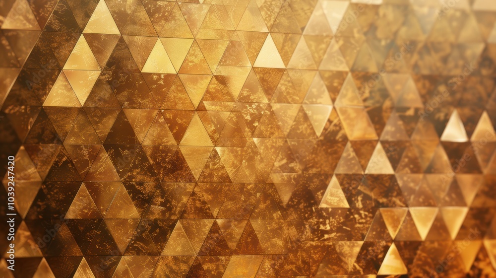 Poster this intricate gold triangular geometric pattern creates a luxurious atmosphere with its warm tones 