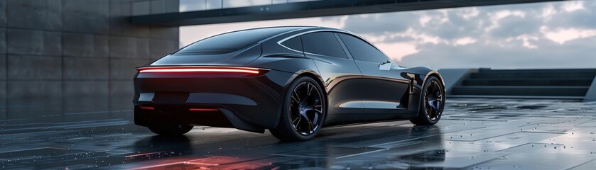 Fototapeta premium Showcase the innovation and progress of electric vehicles with a dynamic 3D format