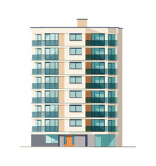 A modern multi-story apartment building with a clean architectural design, featuring balconies, large windows, and a neutral color palette. Ideal for urban residential living.