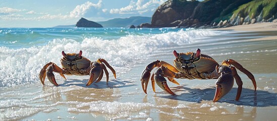 Fototapeta premium crabs that walk along the beach are very beautiful 
