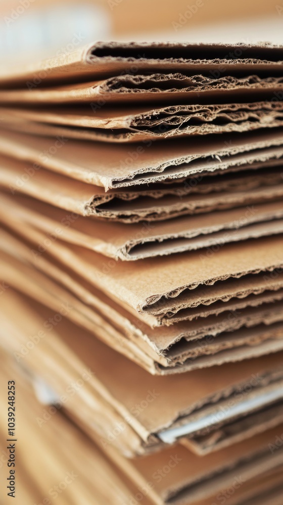 Aufkleber a stack of corrugated cardboard sheets is neatly organized, ready for various applications in a work