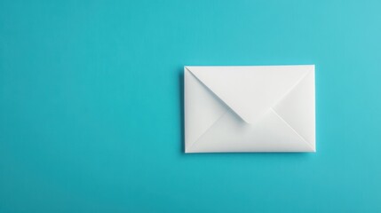A plain white envelope is placed against a bright blue background, highlighting its clean lines and minimalistic design