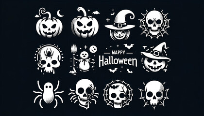 Fototapeta premium Halloween day icon set