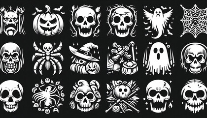Naklejka premium Halloween day icon set