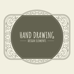 Hand-drawing vintage frames. - Vector.