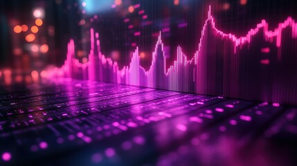 Abstract Pink and Purple Data Visualization of Stock Market Trends