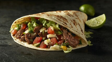 Delicious Beef Burrito with Fresh Vegetables