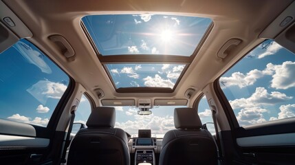 Fototapeta premium Sunroof View Inside Car