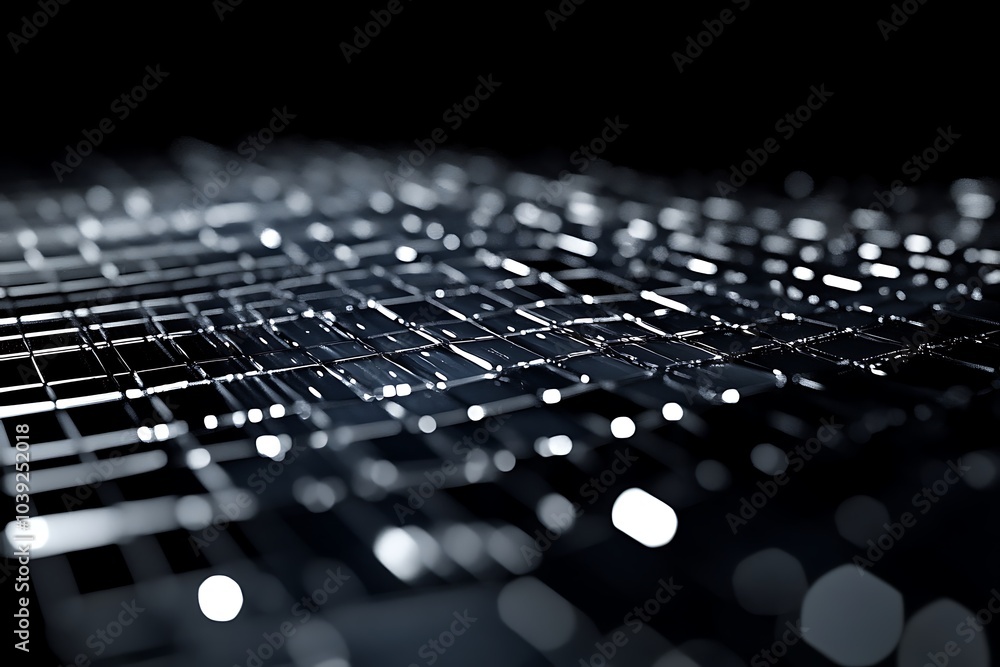 Poster Abstract grid pattern with a metallic surface and a black background.