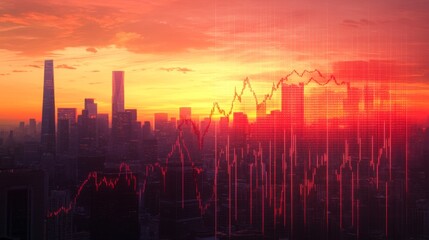 Dynamic City Skyline with Financial Data Overlay