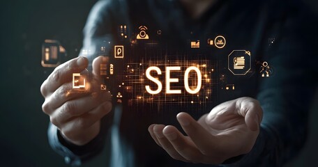 A visual representation of SEO concepts, showcasing the significance of effective digital strategies to enhance online visibility and drive organic traffic