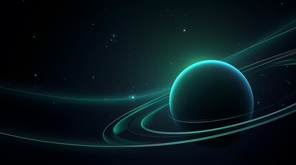 digital technology blue green universe planet illustration poster background