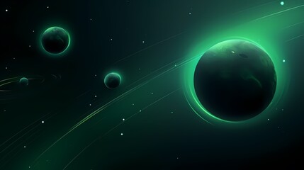 Naklejka premium digital technology blue green universe planet illustration poster background