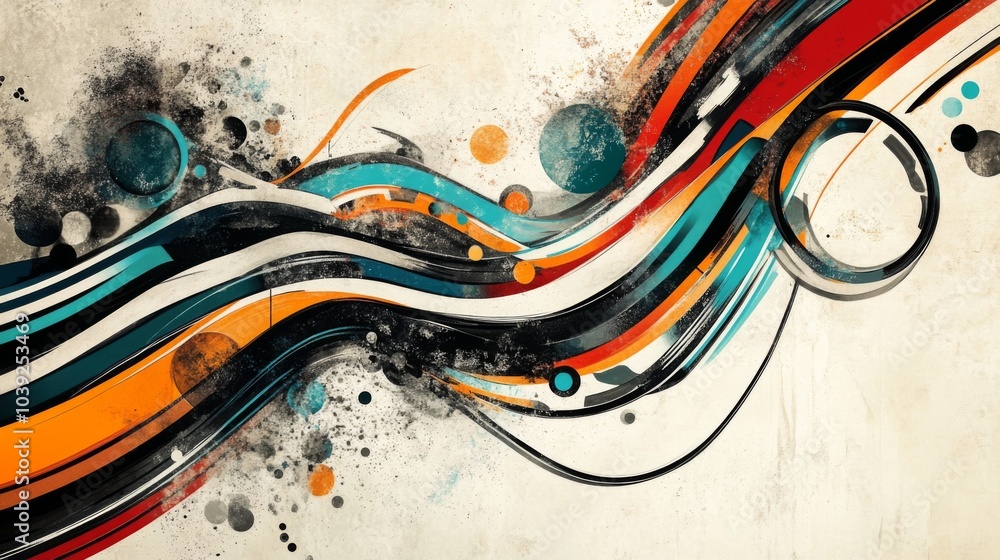 Poster colorful abstract waves and patterns for creative design