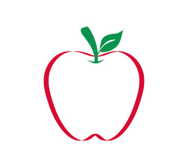 Apple icon. Apple line art. apple with leaf. Apple simple outline. Healthy food. Vector illustration