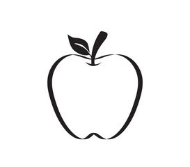 Apple icon. Apple line art. apple with leaf. Apple simple outline. Healthy food. Vector illustration