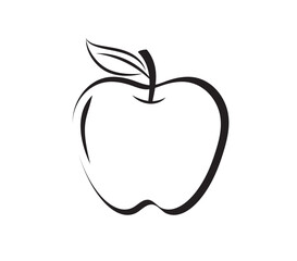 Apple icon. Apple line art. apple with leaf. Apple simple outline. Healthy food. Vector illustration