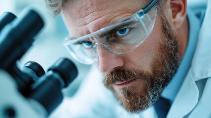 Doctor examining a prototype created with futuristic technology, focusing on intricate details and precision Doctor, technology, prototype