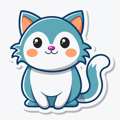 Obraz premium cat, cartoon, animal, kitten, pet, vector, illustration, cute, kitty, feline, domestic, character, art, mammal, fun, drawing, funny, pets, fur, animals, tail, happy, sitting, design, nature