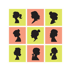 set of silhouettes of people