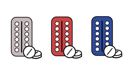medicine pills icon. Pharmacy Vector illustration. grey red blue