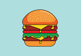 vector illustration of the logo icon of the double patty burger