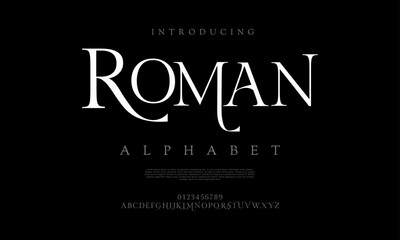 Roman typography beauty fashion elegant minimalist serif italic fonts decorative wedding vintage retro logos. Minimal luxury font alphabet logo. Vector illustration