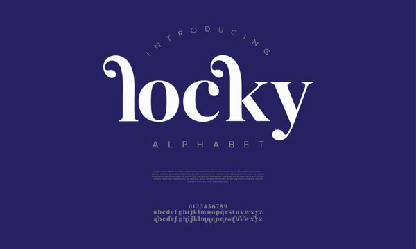 Locky typography beauty fashion elegant minimalist serif italic fonts decorative wedding vintage retro logos. Minimal luxury font alphabet logo. Vector illustration