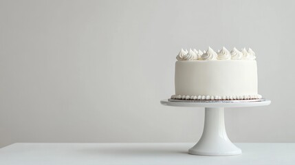 Simple White Cake on a Stand