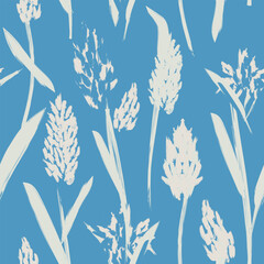 Blue Abstract Floral Seamless Pattern Design