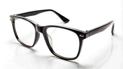 Black Frame Eyeglasses Isolated on White Background for Fashion, Retail, and Accessories Photography