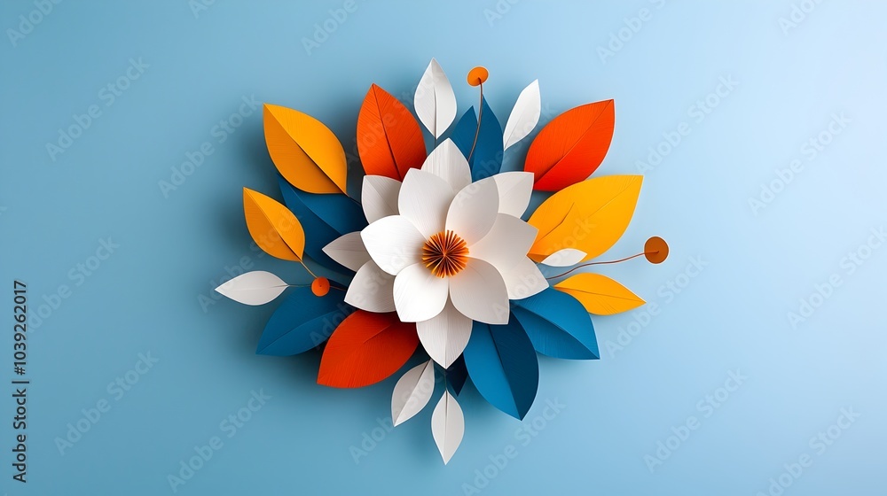 Poster mesmerizing symmetrical mandala with vibrant layered paper cut fractal design intricate digital art 