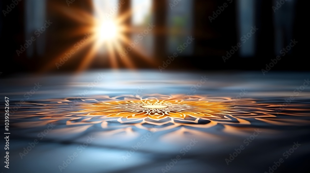 Poster symmetrical mandala with intricate layered paper cut design featuring mesmerizing fractal patterns a