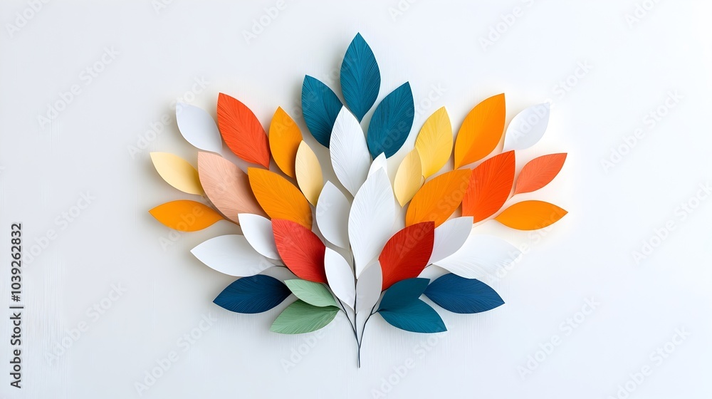 Poster captivating symmetrical silhouette of vibrant flower petals with elegant layered paper cut design cr